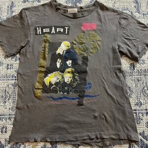 VTG 80's Heart Bad Animals Tour Band Graphic T Shirt Double Sided Faded SZ S